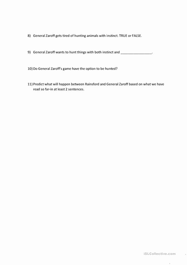 The Most Dangerous Game Worksheet Luxury Most Dangerous Game Worksheet Free Esl Printable