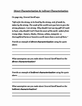 The Most Dangerous Game Worksheet Luxury the Most Dangerous Game Characterization Worksheet