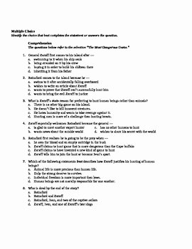 The Most Dangerous Game Worksheet Unique the Most Dangerous Game Multiple Choice Test by Donna