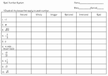 The Number System Worksheet Awesome Real Number System Notes and Worksheet by Jeri Yow