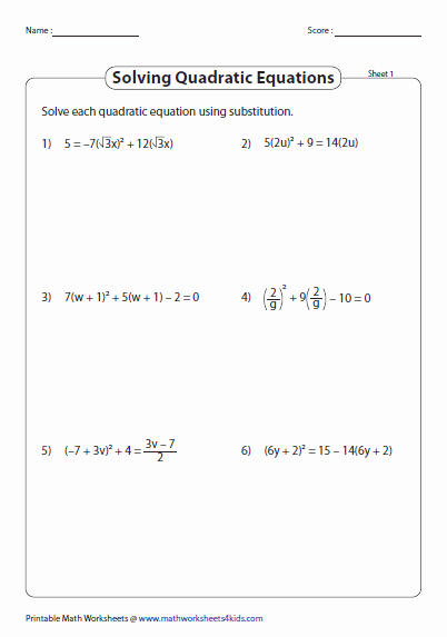 The Quadratic formula Worksheet New Quadratic formula Worksheets