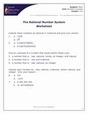 The Real Number System Worksheet Awesome the Rational Number System Worksheet for 7th 8th Grade
