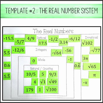 The Real Number System Worksheet Beautiful Real Numbers System Card sort Rational Irrational