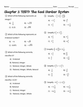 The Real Number System Worksheet Beautiful Test the Real Number System by Lisa Davenport