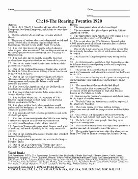 The Roaring Twenties Worksheet Luxury U S History Staar Crossword Puzzle Ch 18 the Roaring