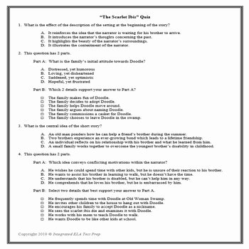 The Scarlet Ibis Worksheet Answers Luxury the Scarlet Ibis by James Hurst Ela Test Prep Pack Lesson