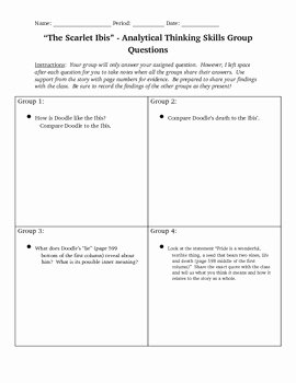 The Scarlet Ibis Worksheet Answers New Scarlet Ibis Group Activity by Mrs T