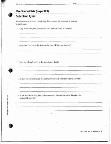 The Scarlet Ibis Worksheet Answers New the Scarlet Ibis Unit Activity Packet