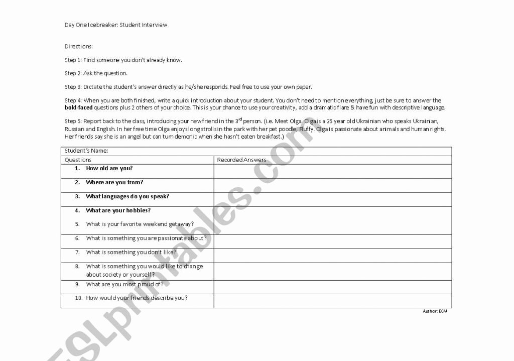 The Student Budget Worksheet Answers New Interview Worksheet for Students Worksheets Highschool Esl