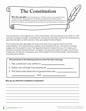 The Us Constitution Worksheet Answers Inspirational 4th Grade Civics &amp; Government Worksheets &amp; Free Printables
