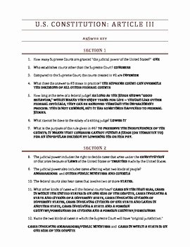 The Us Constitution Worksheet Answers Inspirational U S Constitution Step by Step Article Iii Worksheet by