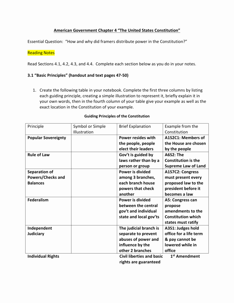 50 The Us Constitution Worksheet