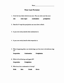 The Water Cycle Worksheet Answers Beautiful Water Cycle Worksheet by Jane Gyhra