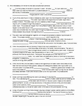 The Water Cycle Worksheet Answers Best Of the Water Cycle Review Worksheet Editable by Tangstar
