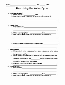 The Water Cycle Worksheet Answers Fresh Describing the Water Cycle Worksheet by Must Teach Middle
