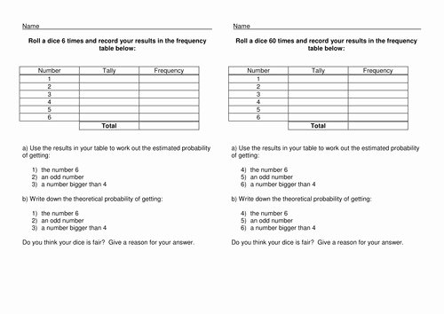 Theoretical and Experimental Probability Worksheet Beautiful Experimental Probability Worksheet