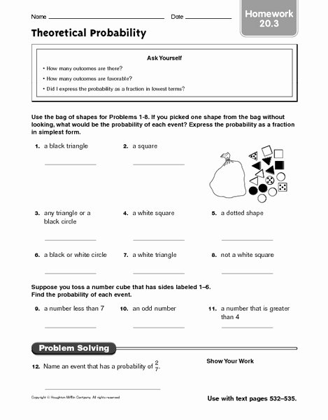 Theoretical and Experimental Probability Worksheet Beautiful Homework theoretical Probability Worksheet for 5th 6th