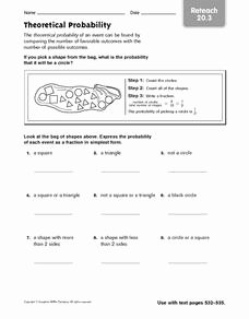 Theoretical and Experimental Probability Worksheet Beautiful theoretical Probability Reteach Worksheet for 5th 6th