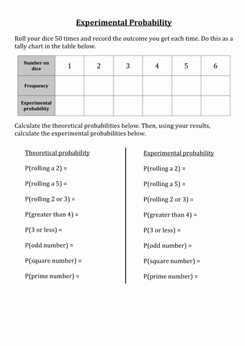 Theoretical and Experimental Probability Worksheet Best Of Paring Experimental and theoretical Probability by