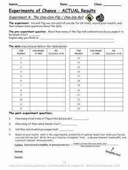 Theoretical and Experimental Probability Worksheet Fresh Experimental Probability and theoretical Probability