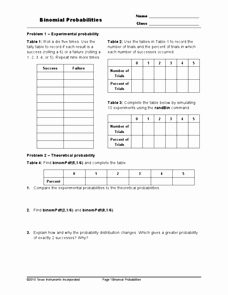 Theoretical and Experimental Probability Worksheet Lovely Paring Experimental and theoretical Binomial