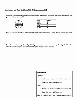 Theoretical and Experimental Probability Worksheet Luxury Experimental and theoretical Probability Quiz by Stephanie