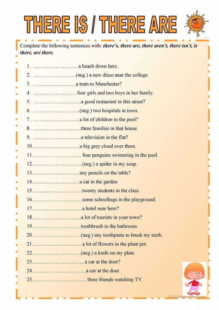 There is there are Worksheet Best Of there is or there are Worksheet Free Esl Printable