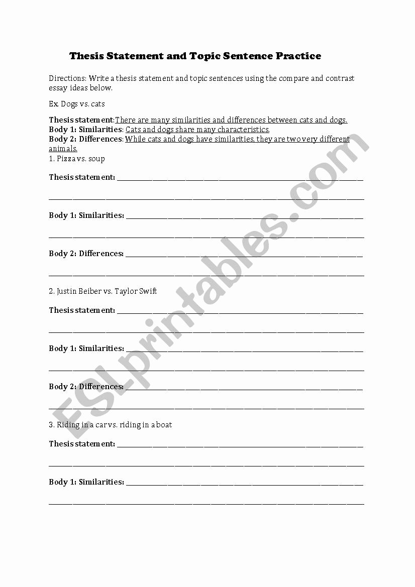 Thesis Statement Practice Worksheet Best Of thesis Statement Practice Esl Worksheet by Kharri