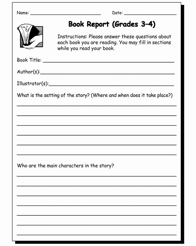 Third Grade Writing Worksheet Elegant Book Report Worksheet Grades 3 and 4