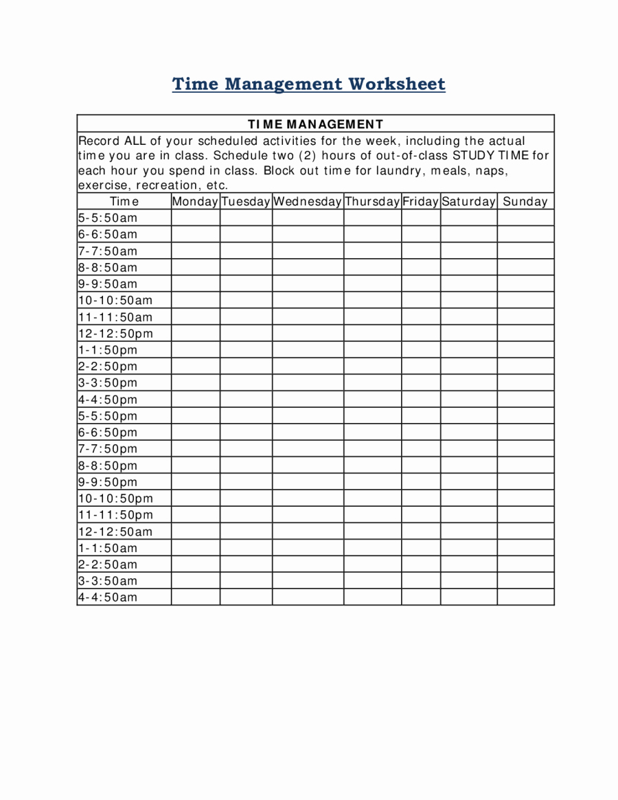 Time Management Worksheet Pdf Lovely 2019 Time Management Fillable Printable Pdf &amp; forms