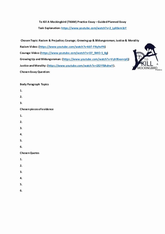 To Kill A Mockingbird Worksheet Beautiful to Kill A Mockingbird Guided Planned Essay Worksheet W