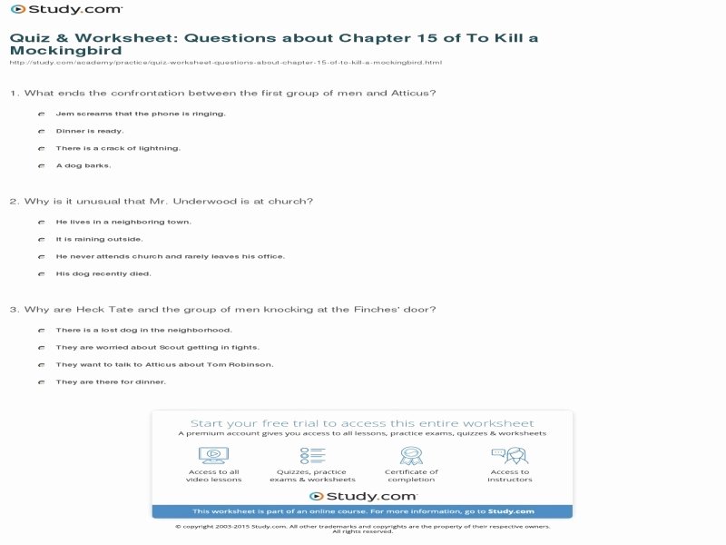 To Kill A Mockingbird Worksheet Fresh to Kill A Mockingbird Worksheet Answers Free Printable