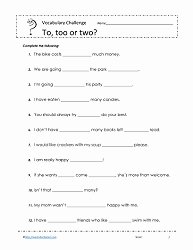 To too Two Worksheet Best Of to too or Two Worksheets Worksheets