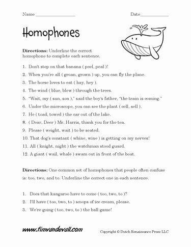 To too Two Worksheet Unique Free Homophones Worksheets