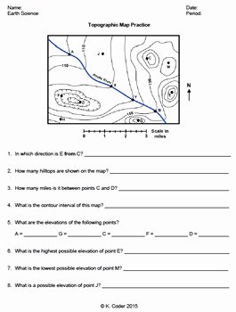 Topographic Map Reading Worksheet Answers Elegant Worksheet topographic Map Practice Editable by Nys
