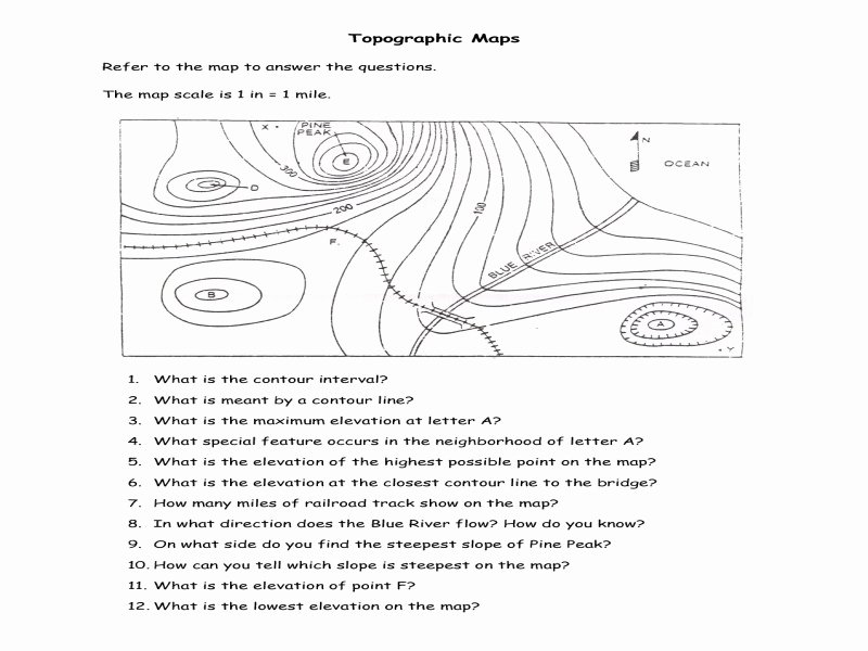 Topographic Map Reading Worksheet Answers Fresh topographic Map Reading Worksheet Free Printable Worksheets
