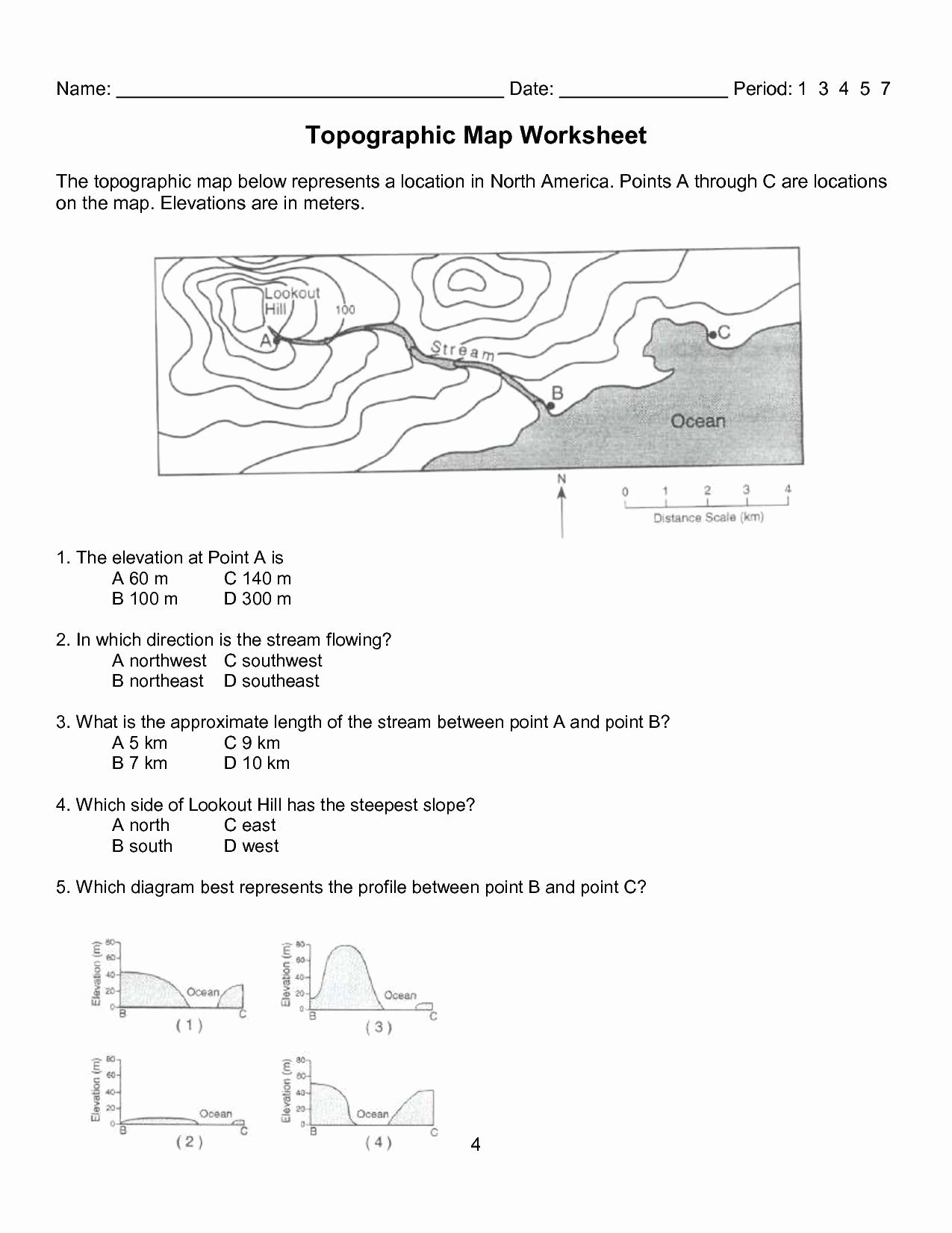 Topographic Map Worksheet Answer Key Awesome topographic Map Worksheet Answer Key