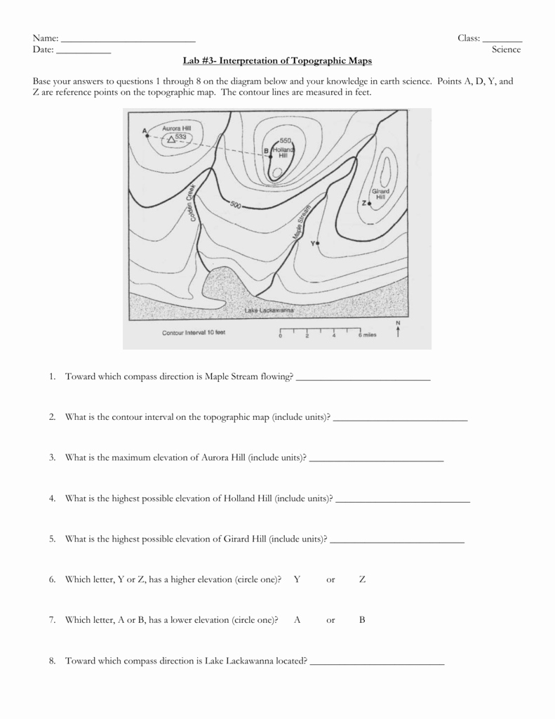Topographic Map Worksheet Answer Key Awesome topographic Maps Worksheets 8th Grade