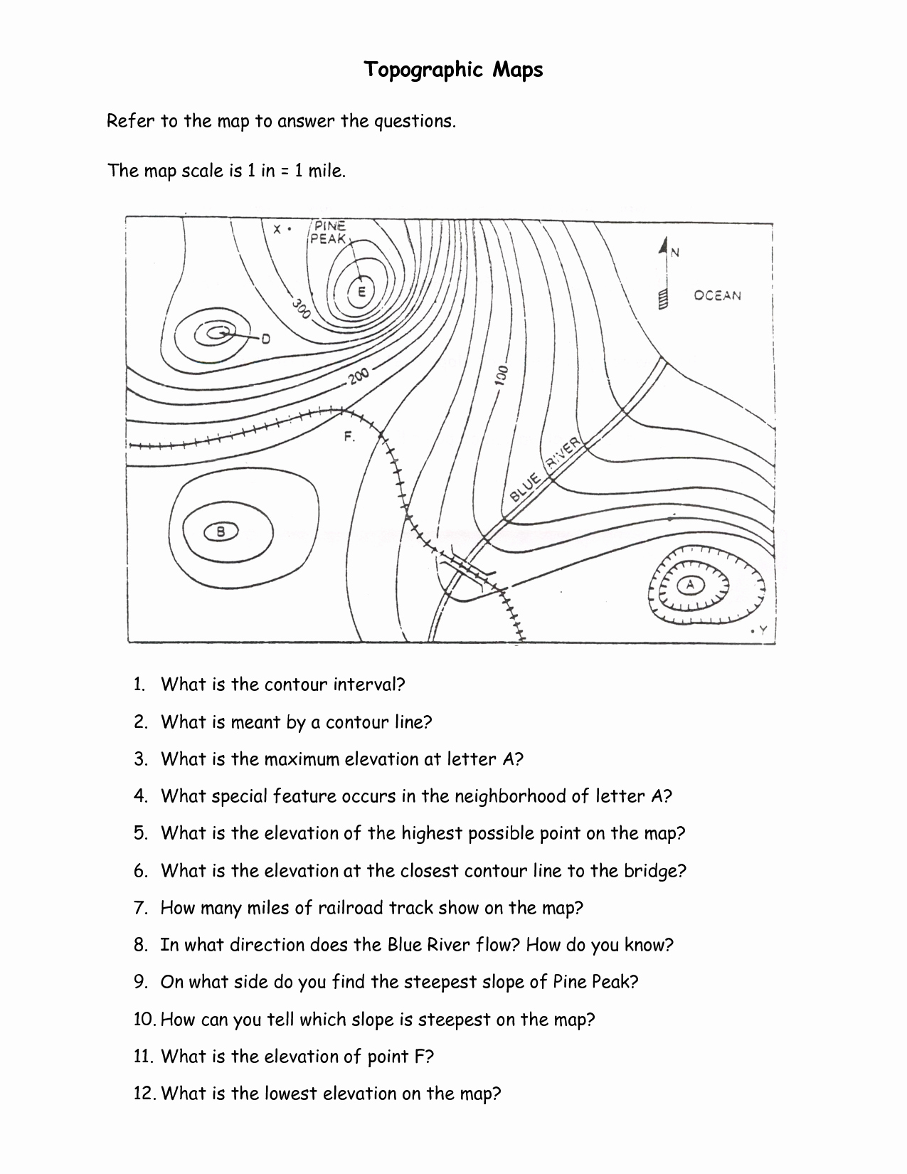 Topographic Map Worksheet Answer Key Best Of topographic Map Reading Worksheet Answers