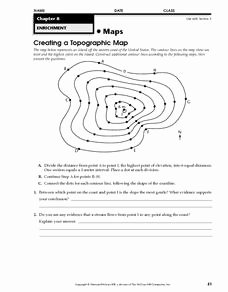 Topographic Map Worksheet Answer Key Elegant Creating A topographic Map Worksheet for 6th 8th Grade