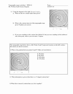 Topographic Map Worksheet Answer Key Inspirational topographic Map Reading Worksheet Answers