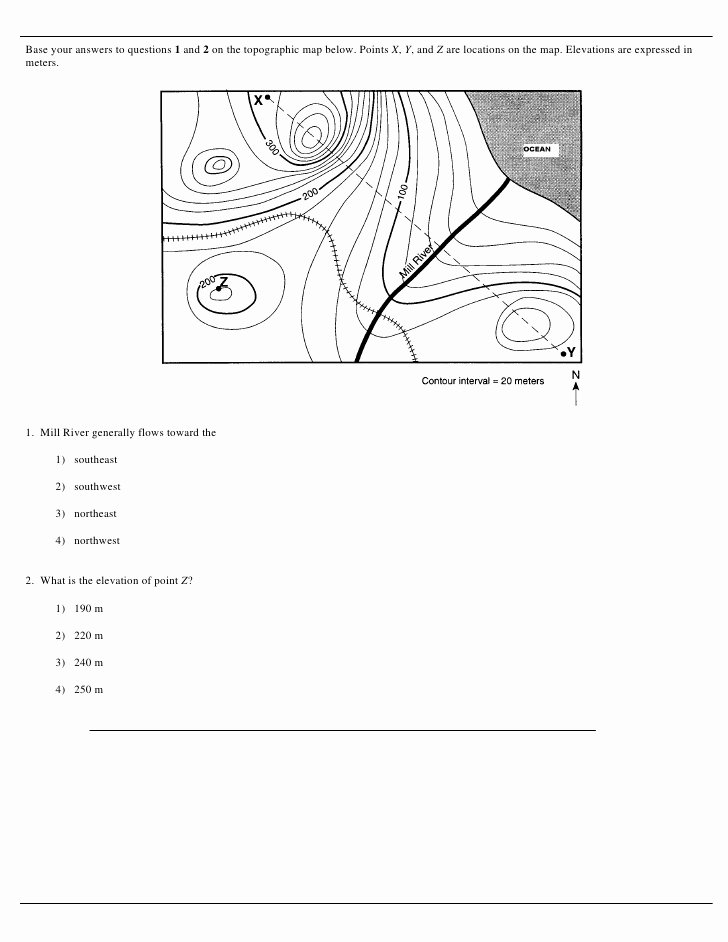 Topographic Map Worksheet Answer Key New Contour Map Hw Problems