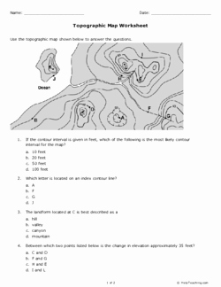 Topographic Map Worksheet Answer Key New topographic Map Worksheet Grade 9 Free Printable Tests