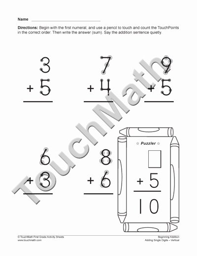 Touch Math Addition Worksheet Unique touch Math Addition Worksheets Pdf the Best Worksheets