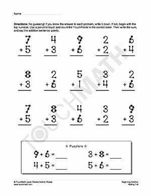 Touch Math Addition Worksheet Unique Wel E to touchmath Multisensory Teaching Learning Math