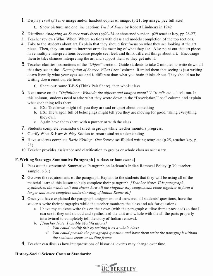 Trail Of Tears Worksheet Luxury Jackson Indian Removal Lesson Ccss 2011 Final