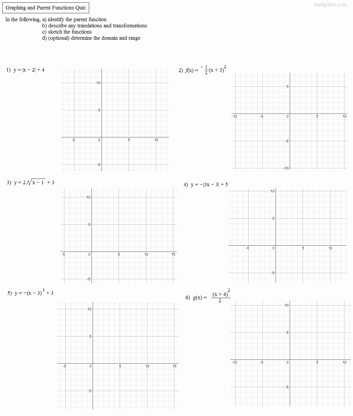 Transformations Of Functions Worksheet Answers Awesome Math Plane Transformations Of Functions Advanced