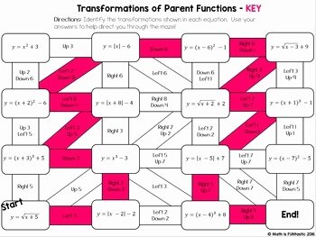 Transformations Of Functions Worksheet Answers Elegant Identifying Transformations Of Parent Functions Mazes by