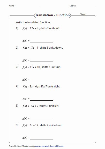 Transformations Of Functions Worksheet Answers Luxury Function Transformations Worksheet