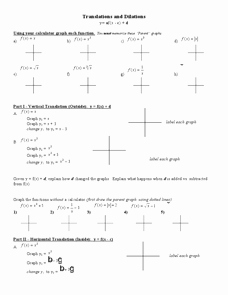 Transformations Of Functions Worksheet Answers New Parent Functions Transformations Worksheet for 8th 11th